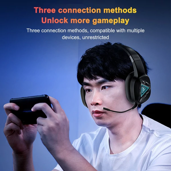 TAIOU Over Ear BT5.2 és 2,4G vezeték nélküli E-Sports játékfejhallgató 3,5 mm-es vezetékes - Fekete