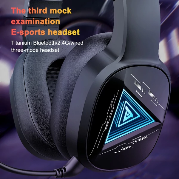 TAIOU Over Ear BT5.2 és 2,4G vezeték nélküli E-Sports játékfejhallgató 3,5 mm-es vezetékes - Fekete