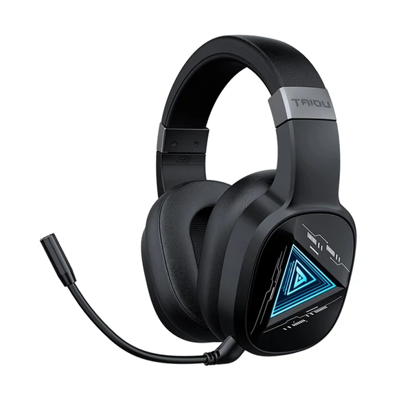 TAIOU Over Ear BT5.2 és 2,4G vezeték nélküli E-Sports játékfejhallgató 3,5 mm-es vezetékes - Fekete