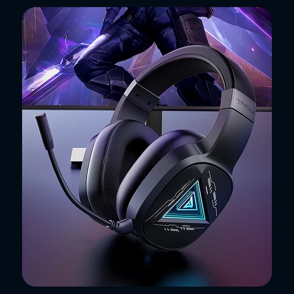 TAIOU Over Ear BT5.2 és 2,4G vezeték nélküli E-Sports játékfejhallgató 3,5 mm-es vezetékes - Fehér