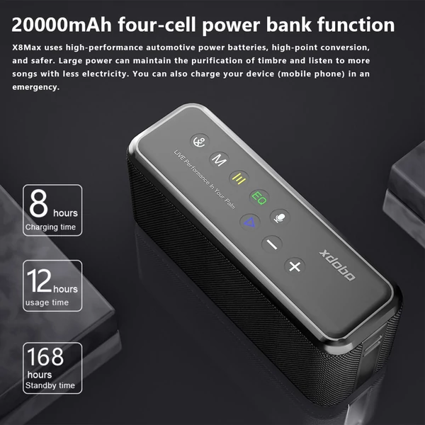 XDOBO X8 MAX hordozható 100 W-os vezeték nélküli hangszóró BT5.0 technológiával IPX5 vízálló