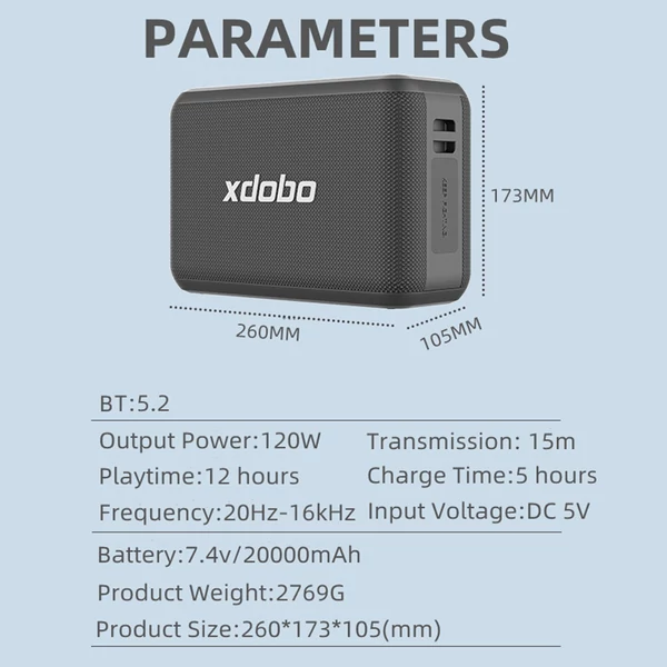 XDOBO X8 Pro 120 W-os hordozható vezeték nélküli hangszóró - két mikrofonnal