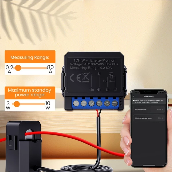 Tuya WiFi energiafigyelő kapcsoló többfunkciós tápfeszültség-árammérő
