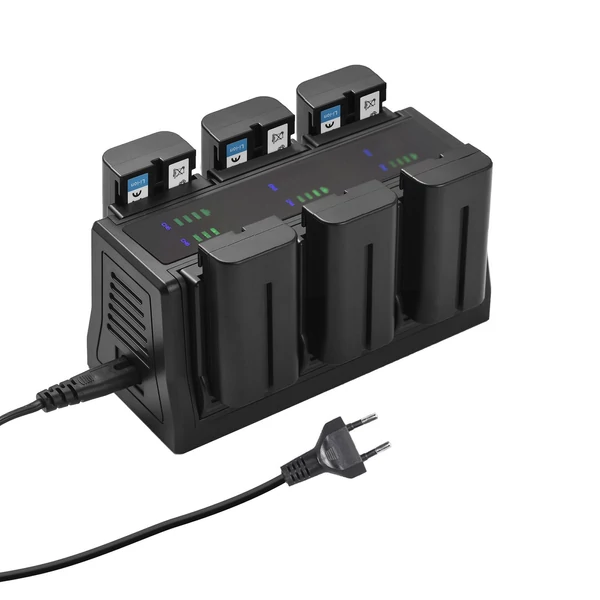 NP-F550 akkumulátortöltő 6 nyílás LED-jelzőkkel Levehető töltőtalp