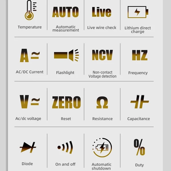 3 az 1-ben kézi digitális multiméter, szorító ampermérő, elektromos teszttoll színes LCD kijelzővel