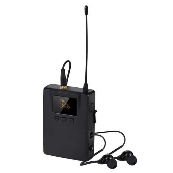 TAKSTAR WPM-300R vezeték nélküli audio vevő, fülbe helyezhető fülhallgatós UHF Bodypack vevővel