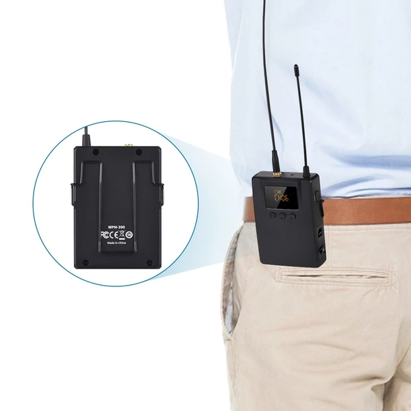 TAKSTAR WPM-300R vezeték nélküli audio vevő, fülbe helyezhető fülhallgatós UHF Bodypack vevővel