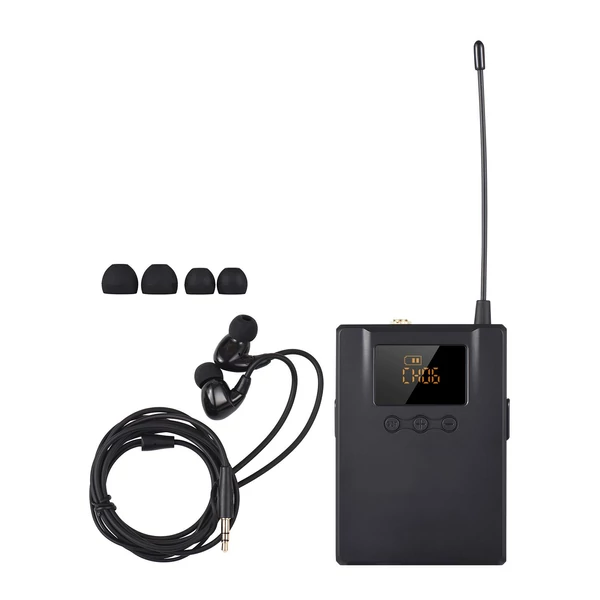TAKSTAR WPM-300R vezeték nélküli audio vevő, fülbe helyezhető fülhallgatós UHF Bodypack vevővel