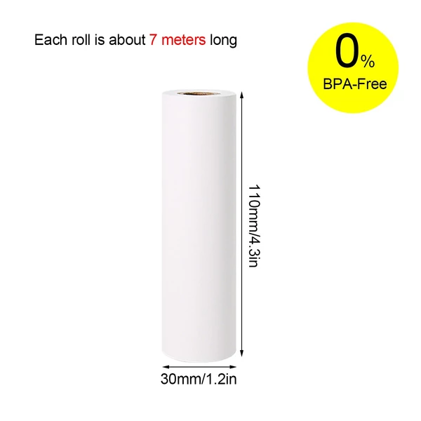Pooli 110 * 30 mm-es fehér, nem tapadó hőpapír tekercs