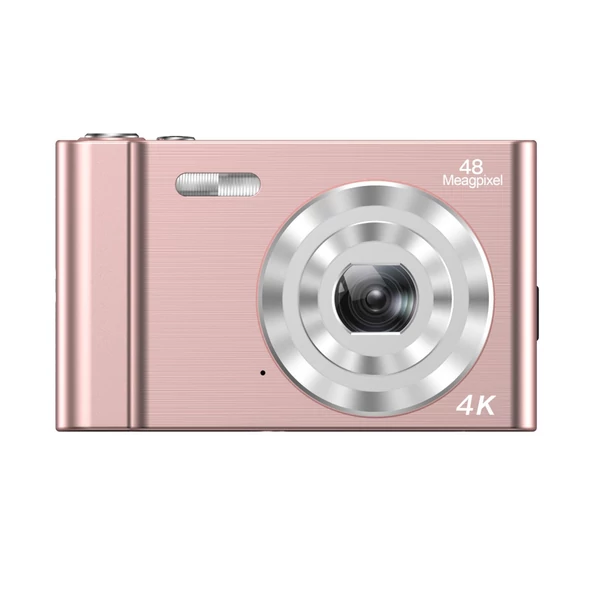 Andoer 4K digitális videokamera 48 MP 2,4 hüvelykes IPS képernyő 32 GB memóriakártyával - Pink