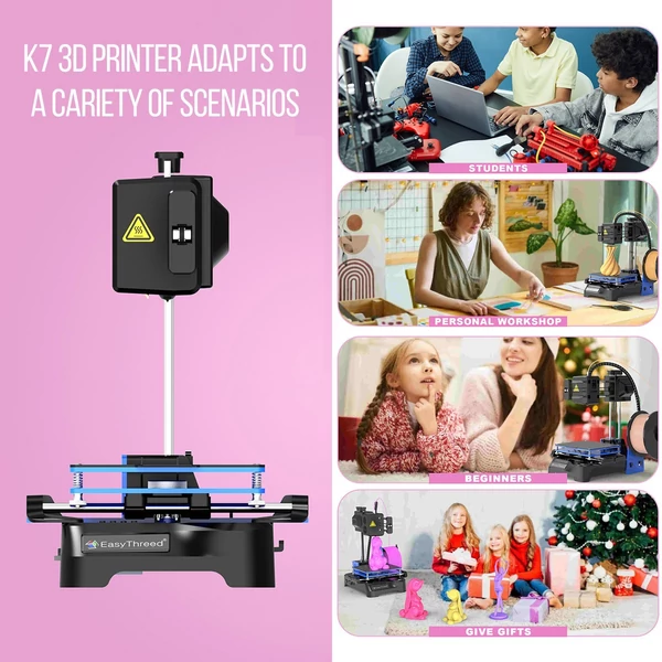 EasyThreed K7 Mini asztali 3D nyomtató gyerekeknek 100x100x100 mm-es nyomtatási mérettel kezdőknek, oktatóknak - Fekete