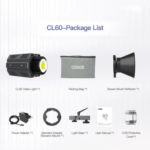 COLBOR CL60 kompakt stúdió LED videolámpa 65W fényképezési kitöltő lámpa