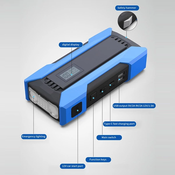 1500A Peaks 10000mAh autós indítómotor - Kék