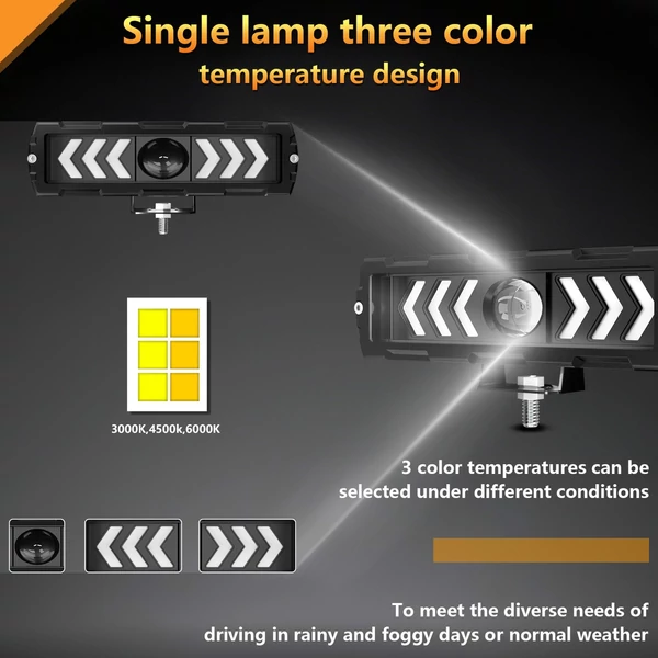 6 hüvelykes LED-es munkalámpa-rúd vezetői ködlámpa vízálló - Fekete, 1 db