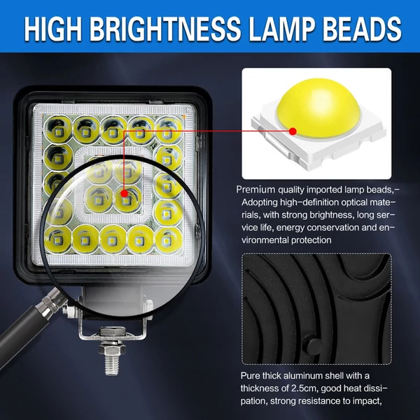 4 hüvelykes LED munkalámpa rudak 160W 16000lm vízálló (2 db) - Szögletes