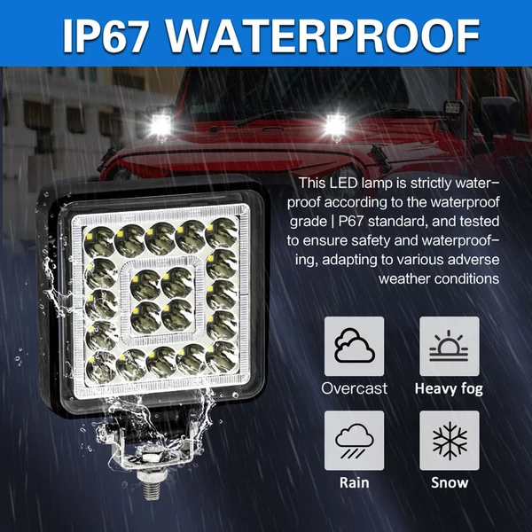 4 hüvelykes LED munkalámpa rudak 160W 16000lm vízálló (2 db) - Szögletes