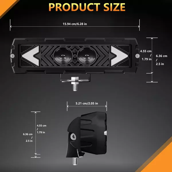 6 hüvelykes LED-es munkalámpa-rúd vezetői ködlámpa - Fekete, 1 db