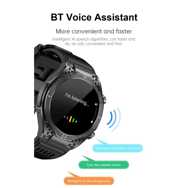 JA01 okosóra 1,43 hüvelykes AMOLED/BT Talk/S0S/nem invazív - Fekete