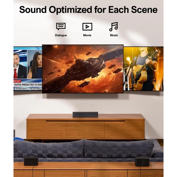 Ultimea Poseidon D60 BT5.3 Dolby Atmos 5.1 Soundbar vezeték nélküli mélynyomóval 3D térhatású hangrendszer BassMax technológia 2 műholdas hangszóró