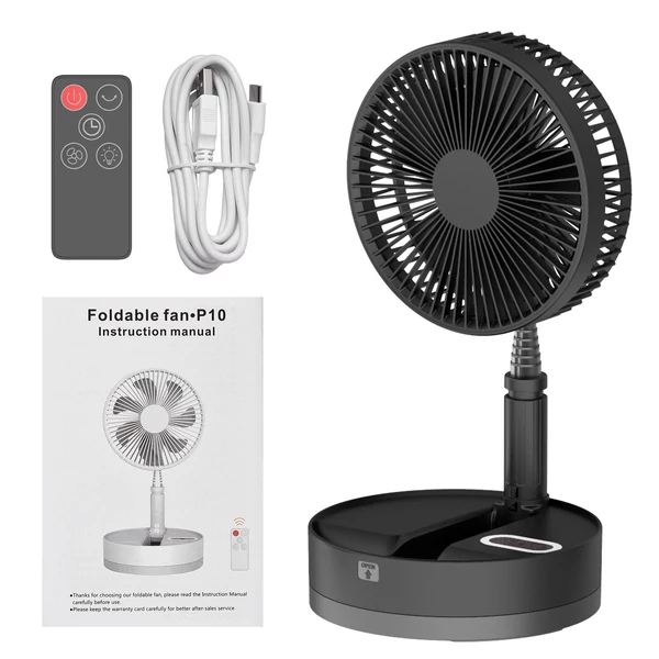 9 hüvelykes hordozható talapzatú ventilátor 10800 mAh akkumulátor - Fekete