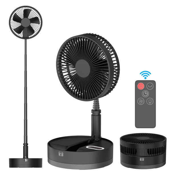 9 hüvelykes hordozható talapzatú ventilátor 10800 mAh akkumulátor - Fekete