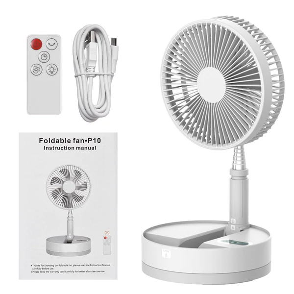 9 hüvelykes hordozható talapzatú ventilátor 10800 mAh akkumulátor - Fehér