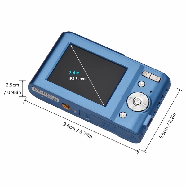 Andoer hordozható digitális fényképezőgép 48MP 1080P 2,4 hüvelykes IPS képernyő 16X zoom - Sötét kék