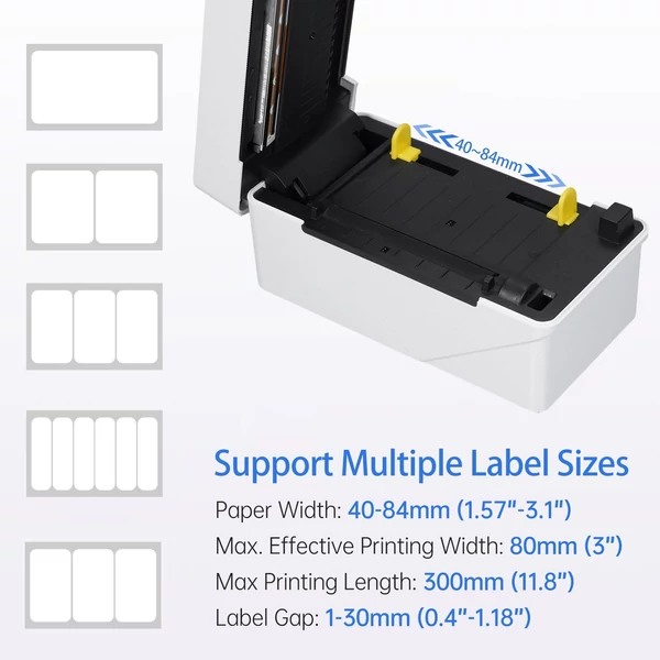 Vezeték nélküli asztali hőnyomtató gép 80 mm-es szállítási címkékhez