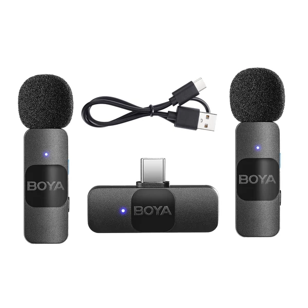 BOYA BY-V20 egy trigger, két 2,4G vezeték nélküli mikrofonrendszer, csíptetős telefonmikrofon