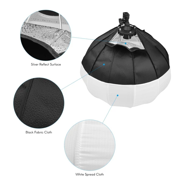 Fényképészeti lámpás Softbox világítókészlet 50 cm-es gömb alakú összecsukható Softbox készlettel