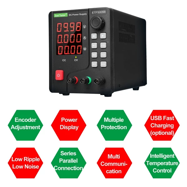 East Tester ETP3005B DC szabályozott tápegység 150W 30V 5A egycsatornás