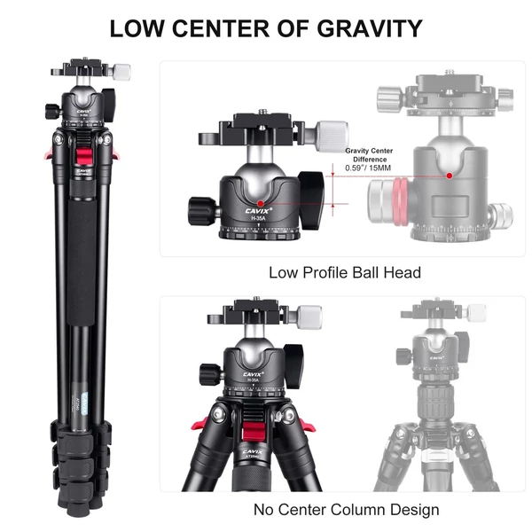 CAVIX AT2542 52,5 hüvelykes, összecsukható háromlábú kameraállvány Fluid gömbfejjel