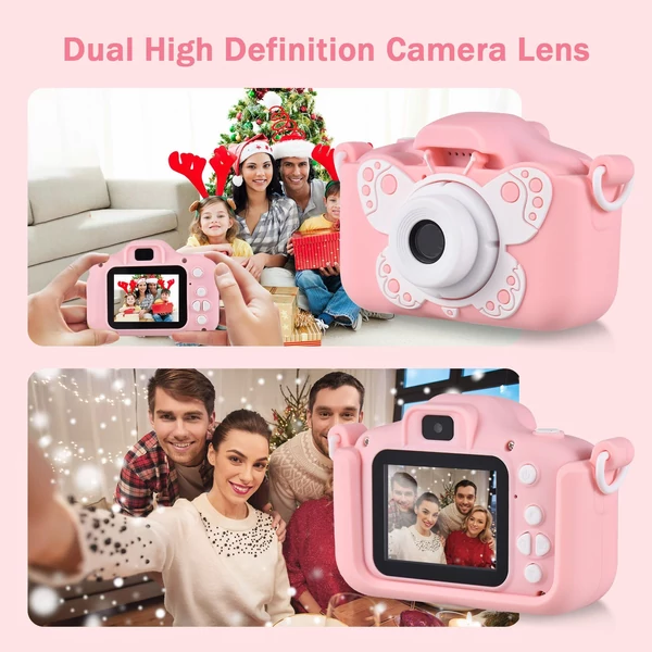 Tomfoto X7 Mini Camera digitális fényképezőgép 1080P videokamera 20MP kétlencsés - Pink