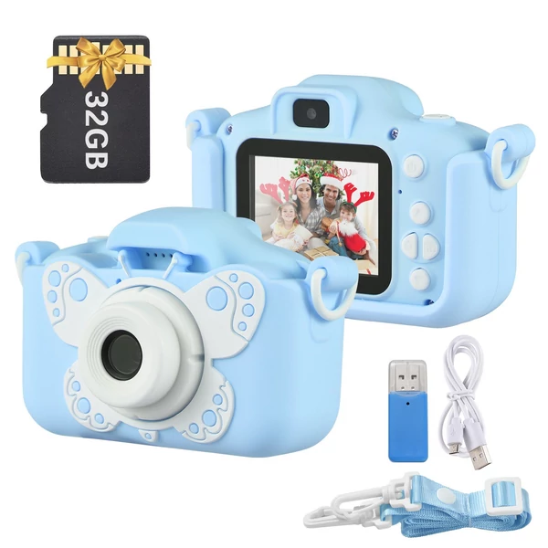 Tomfoto X7 Mini Camera digitális fényképezőgép 1080P videokamera 20MP kétlencsés - Kék