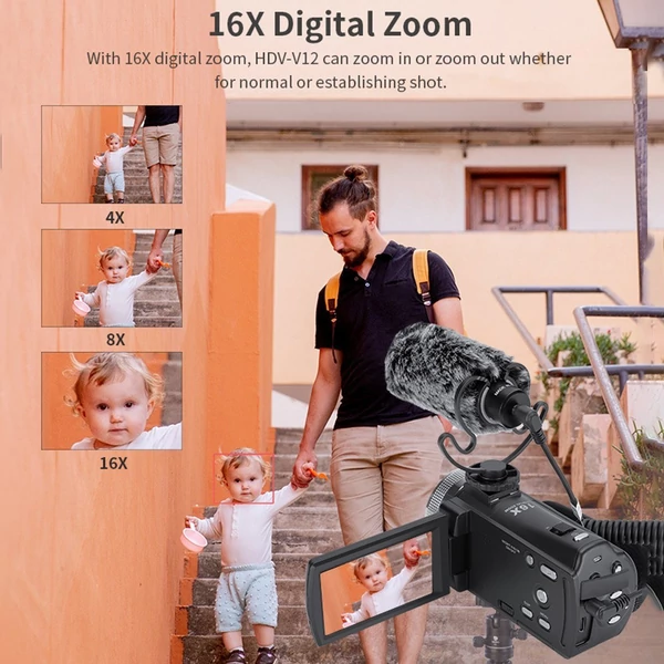 Andoer V12 1080P Full HD 16X digitális zoom rögzítő videokamera