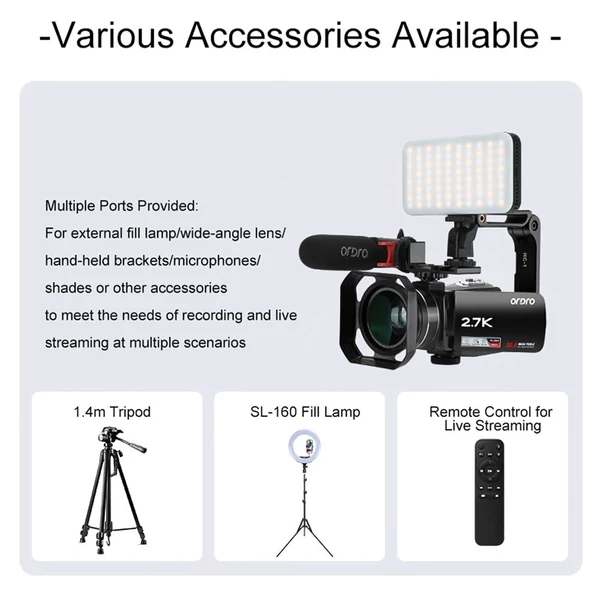 ORDRO Z82 Plus 2.7K 24MP digitális videokamera