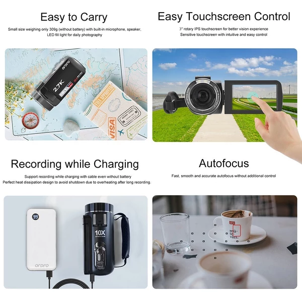 ORDRO Z82 Plus 2.7K 24MP digitális videokamera