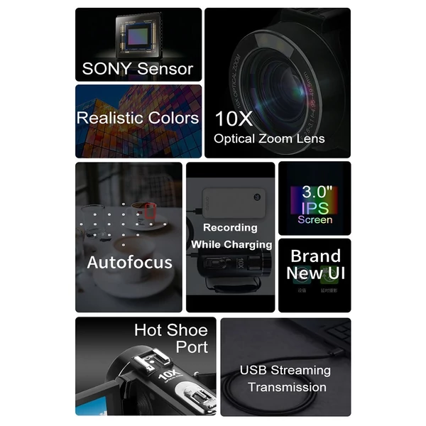 ORDRO Z82 Plus 2.7K 24MP digitális videokamera