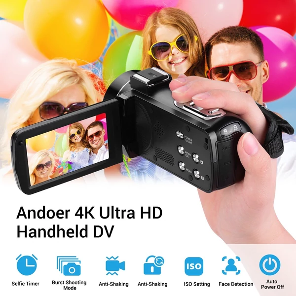Andoer 4K Ultra HD kézi DV professzionális digitális videokamera CMOS érzékelővel