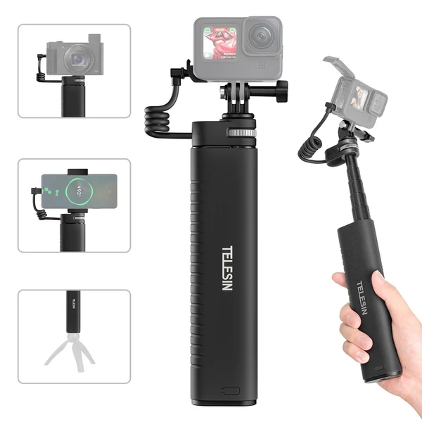 TELESIN TE-CSS-001 Újratölthető Selfie Stick QC/PD3.0 gyorstöltés