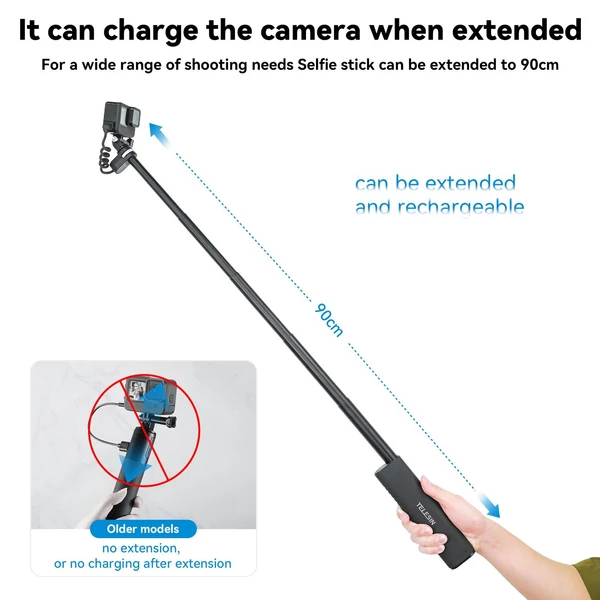 TELESIN TE-CSS-001 Újratölthető Selfie Stick QC/PD3.0 gyorstöltés