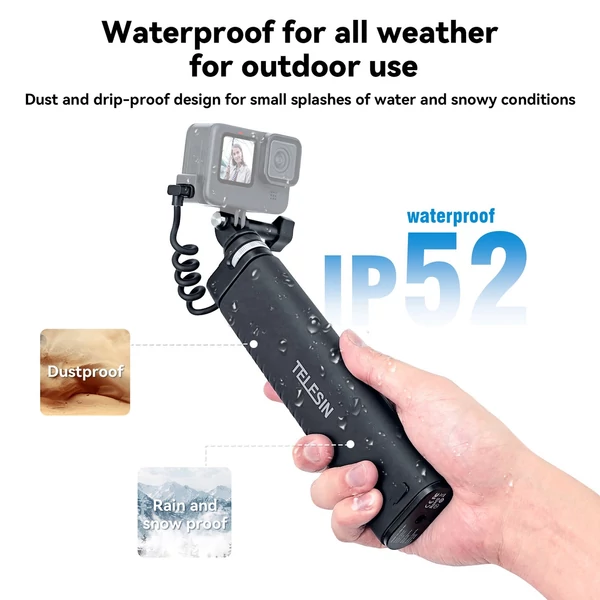TELESIN TE-CSS-001 Újratölthető Selfie Stick QC/PD3.0 gyorstöltés