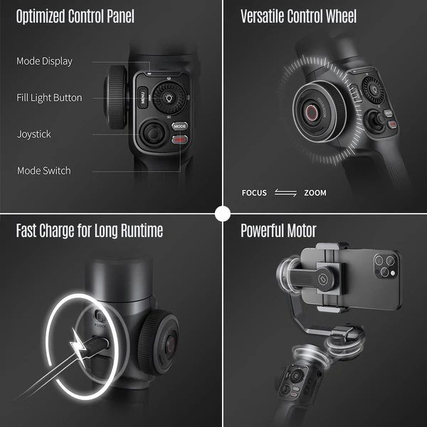 Zhiyun Smooth 5 kézi 3 tengelyes okostelefon karimbal stabilizátor Dolly Zoom intelligens követéssel, időzített gesztusvezérléssel