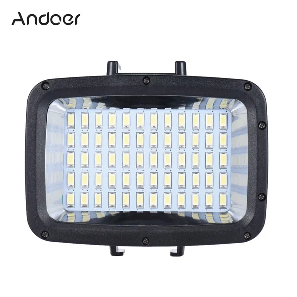 Andoer Ultra Bright 3 mód, 1800LM, vízálló 40m víz alatti 5500K 60db LED búvárkitöltő lámpa, videó, stúdió, fotó lámpa - Fekete