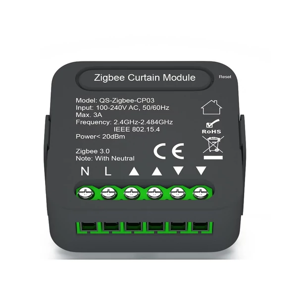 QS-Zigbee-CP03 Tuya intelligens függönykapcsoló modul mobiltelefon eszközmegosztás, időzítési funkció, APP távirányító (5 db)