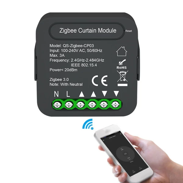 QS-Zigbee-CP03 Tuya intelligens függönykapcsoló modul mobiltelefon eszközmegosztás, időzítési funkció, APP távirányító (5 db)