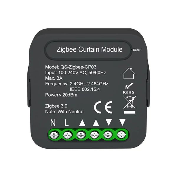 QS-Zigbee-CP03 Tuya intelligens függönykapcsoló modul mobiltelefon eszközmegosztás, időzítési funkció, APP távirányító (5 db)