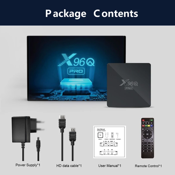 X96Q PRO Android 10.0 Smart TV Box UHD 4K médialejátszó - 1GB + 8GB