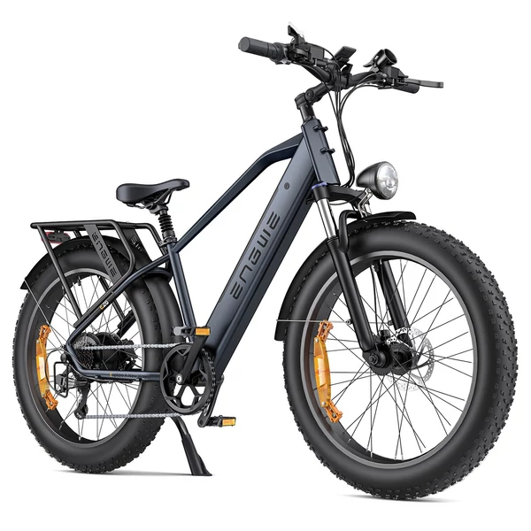 ENGWE E26 Ebike 26*4,0 hüvelykes gumiabroncs, 250 W-os motor, kettős felfüggesztés, terepkerékpár 140 km-es hatótáv (magas lépcsős) - Fekete