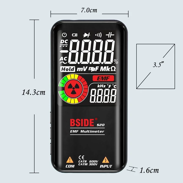 BSIDE S20 intelligens EMF multiméter elektromágneses sugárzás érzékelő
